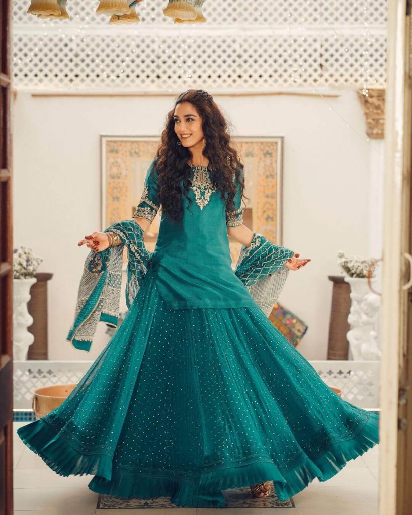 Maya Ali Green Dress on Eid