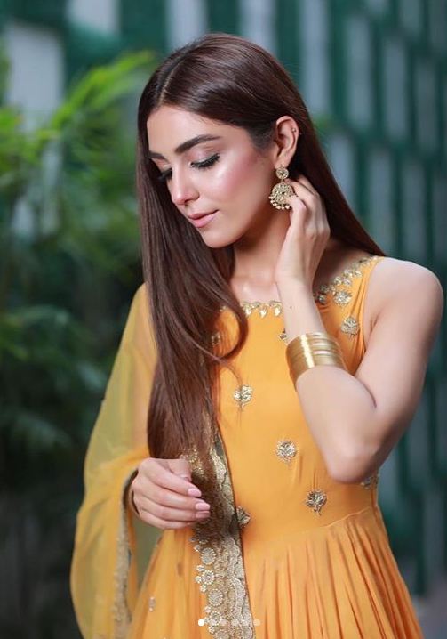 Maya Ali in yellow dress by Adnan Sari