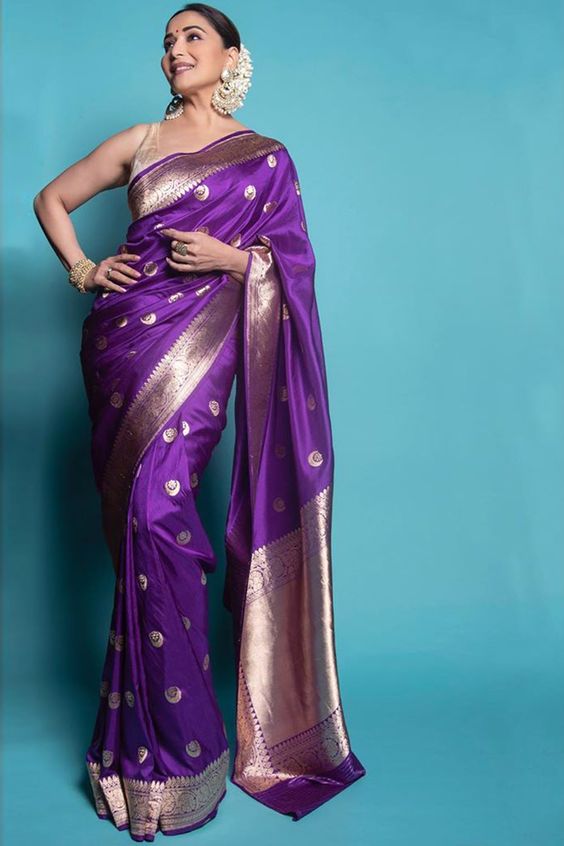 Bollywood Actresses in Saree Pictures 5 madhuri dixit purple saree